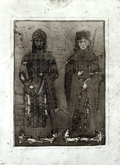 マヌエルIコメヌス（c.1122-80）およびアンティオキア皇后マリア（dc1182） 作： Byzantine School