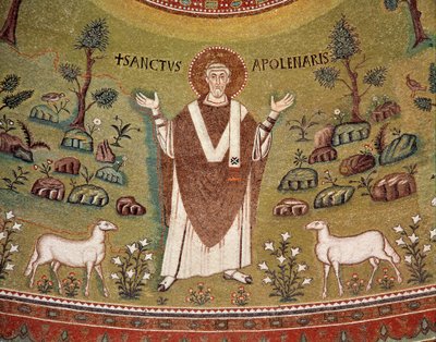ラヴェンナとクラッセの初代司教アポリナリスの肖像（モザイクの細部、6世紀） 作： Byzantine School