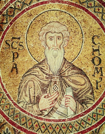 聖パコミウス（d.346）（モザイク） 作： Byzantine School