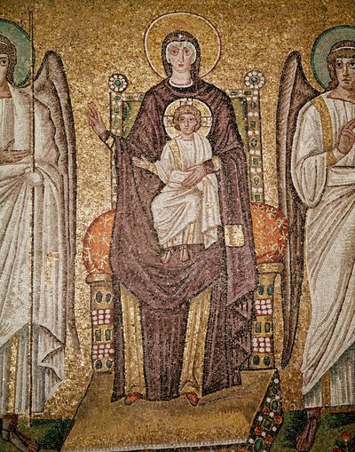 ビザンチンの処女（モザイクの詳細、6世紀 作： Byzantine School