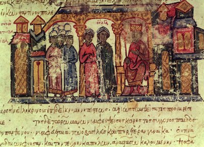 マドリッドスカイリッツからのオルガ（d.969）の改宗 作： Byzantine School