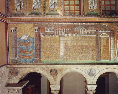 ラヴェンナ港の艦隊、西暦535〜38年（モザイク） 作： Byzantine School