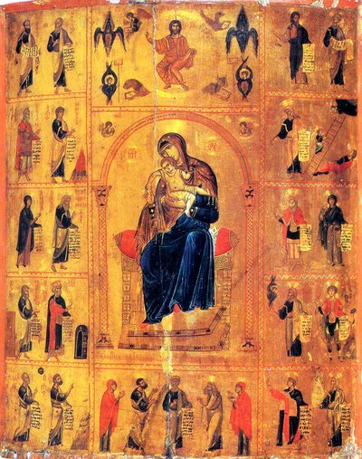 聖母子と聖人たち 12世紀初頭   作： Byzantine icon.