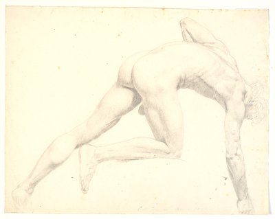 裸の前かがみの男性モデル 作： C.A. Jensen