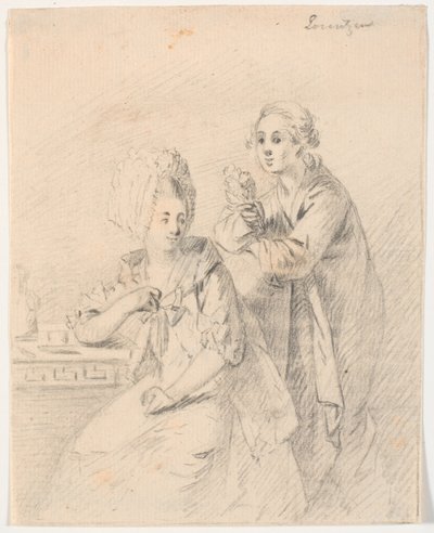 大学副学長のフレデリック・カール・トラント (1738-98) と妻のコーネリア、旧姓シューマッハの肖像画のドラフト 作： C.A. Lorentzen