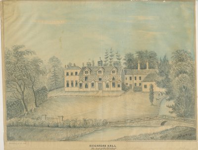 Seighford Hall：色付きのウォッシュドローイング、nd [19世紀半ば] 作： C.B Ash