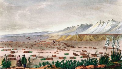 1848年頃、ニューメキシコ州サンタフェ。(プリント） 作： C.B. Graham