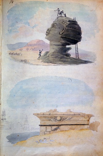 スフィンクスと墓、エジプト、19 世紀 作： CH Smith