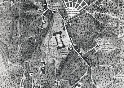 カポディモンテを含むナポリの都市地図、ノジャ公の地図の詳細 作： J.B. and Brown J. Rowbotham