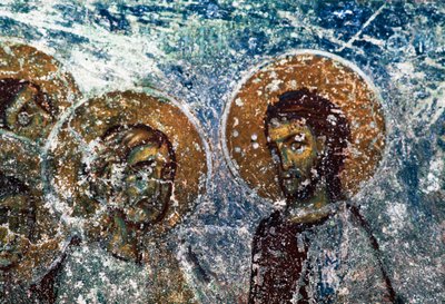 ギリシャ、コス島オールドピリ、タクシアルホン教会のフレスコ画に描かれた聖人たち（写真 作： J.B. and Brown J. Rowbotham