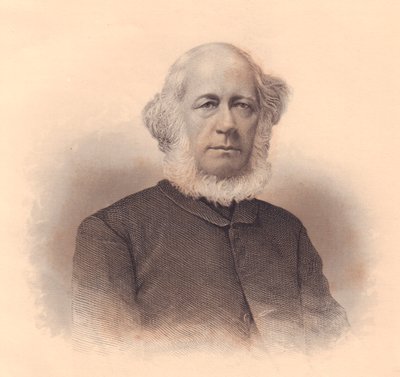アメリカの家庭教師でメソジストのビショップであったエラストス・ウェントワース（1813-1886）の肖像、F・E・ジョーンズによる彫刻、アメリカの「レディース・リポジトリ」より、1870年頃 作： J.B. and Brown J. Rowbotham