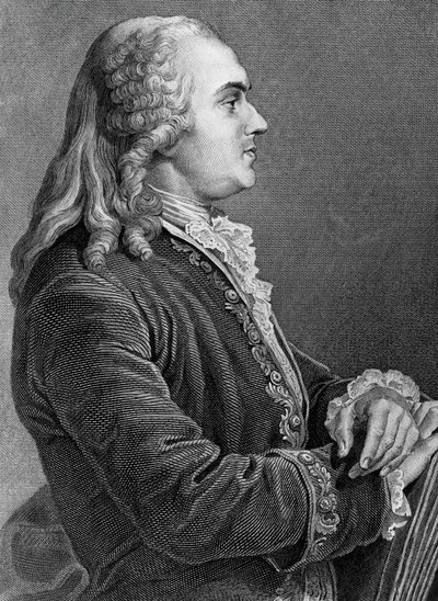 経済自由主義を唱えたフランスの経済学者・哲学者、アンヌ＝ロベール＝ジャック・テュルゴー（1727-1781）の肖像、エングレーヴィング。 作： J.B. and Brown J. Rowbotham
