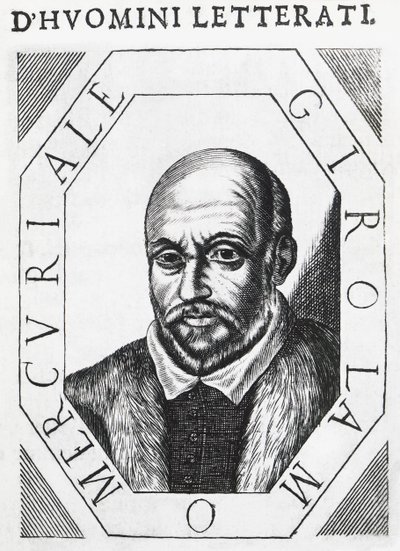 イタリアの医師・哲学者ジローラモ・メルクーリアレ（1530-1606）の肖像、インク画 作： J.B. and Brown J. Rowbotham