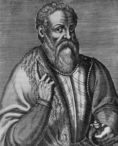 スペインのコンキスタドール、エルナン・コルテス（1485-1547）の肖像、彫刻作品 作： J.B. and Brown J. Rowbotham