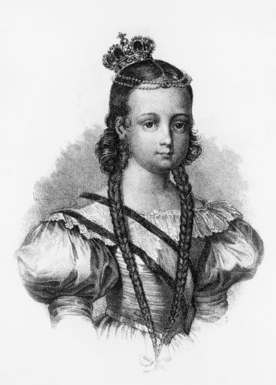 1833年から1868年までスペインの女王だったイサベル2世（1830-1904）の肖像、彫刻作品 作： J.B. and Brown J. Rowbotham