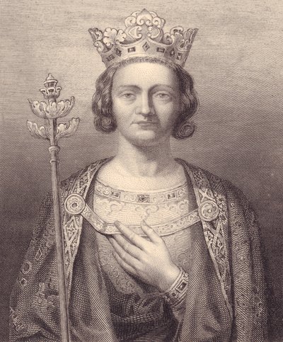 背の高いフランス王フィリップ5世（1293-1322年）の肖像、エングレーヴィング、9x7cm、ヴェルサイユ宮殿史料館所蔵、『フランス史』、シャルル・ガヴァール社、パリ、1840年頃 作： J.B. and Brown J. Rowbotham