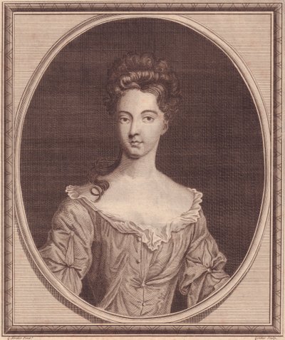 ラネラグ伯爵夫人マーガレット・セシル（1672年または1673年～1728年）の肖像、G・クネラーの絵画からジョン・ゴールダー（1729年～1795年）による銅版画 作： J.B. and Brown J. Rowbotham