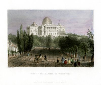 1837 年、米国ワシントン州議会議事堂の眺め。 作： CJ Bentley