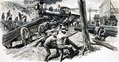 1873年、ワシントン州を走る鉄道 作： C.L. Doughty