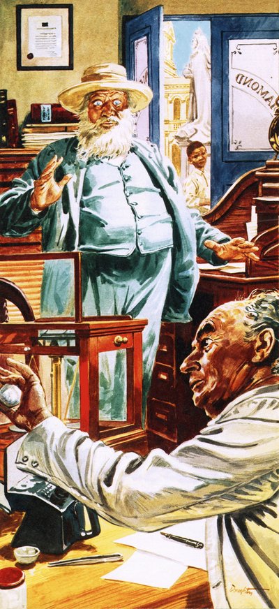 1934年、ディーラーに「ヨンカー」ダイヤモンドを売るヤコブス・ヨンカー 作： C.L. Doughty