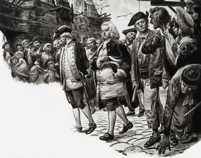 ドックに停泊中の帆船 作： C.L. Doughty