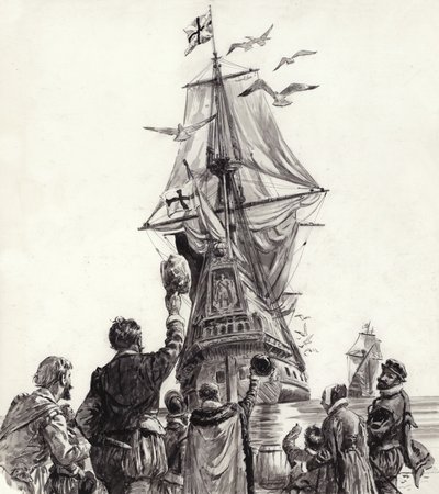 黄金のヒンド（紙にグワッシュ） 作： C.L. Doughty
