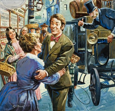 トーマス・リプトン、食料品ビジネスの創始者（紙にグワッシュ） 作： C.L. Doughty