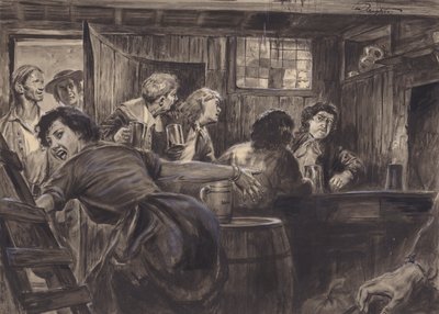 正体不明の歴史的風景（紙にグワッシュ） 作： C.L. Doughty