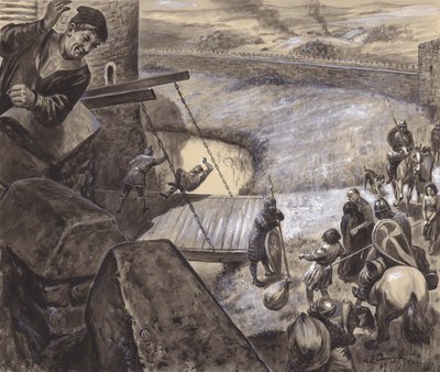 正体不明の歴史的風景（紙にグワッシュ） 作： C.L. Doughty