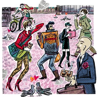 LOVE IN THE STREET（インク、コラージュ、デジタル） 作： COSTANZA FAVERO