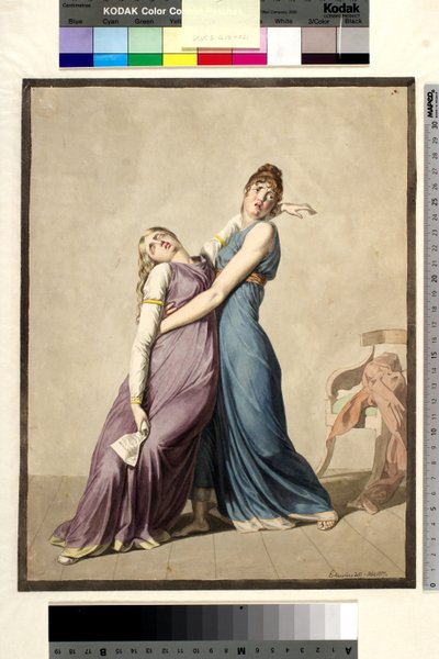 手紙を読んで気絶した女性を支える女性 作： Christoffer Wilhelm Eckersberg