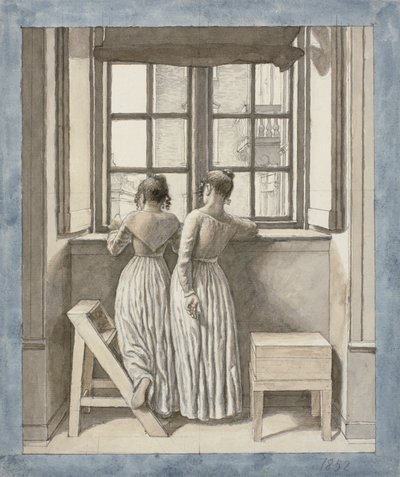 アーティストのスタジオのウィンドウで 作： Christoffer Wilhelm Eckersberg
