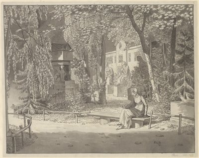 パリのプティ・オーギュスタン庭園にあるデカルトとコンデの墓にて 作： Christoffer Wilhelm Eckersberg