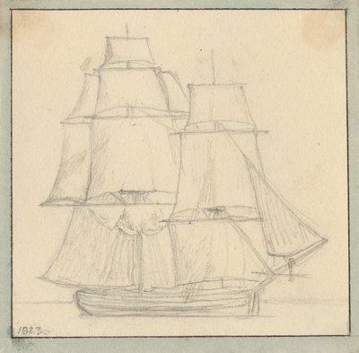メイントップに前帆を備えたブリッグ。 作： Christoffer Wilhelm Eckersberg