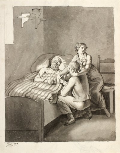 死にゆく父親が若い夫婦を団結させる 作： Christoffer Wilhelm Eckersberg