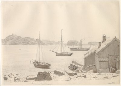 ノルウェー、ラルヴィクスフィヨルデンのフレデリクスヴァーク港。 作： Christoffer Wilhelm Eckersberg