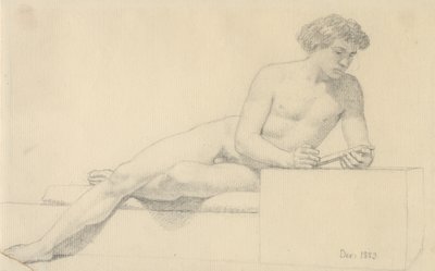 横になっている男性モデル。 作： Christoffer Wilhelm Eckersberg