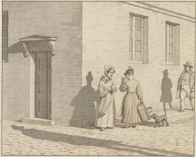 絵画に適用される線形遠近法 - プレート VII、1 - 街角の出会い 作： Christoffer Wilhelm Eckersberg