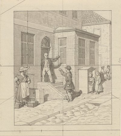 絵画芸術に適用される線形遠近法 - プレート VII、2 - 通りの階段の議論。 作： Christoffer Wilhelm Eckersberg