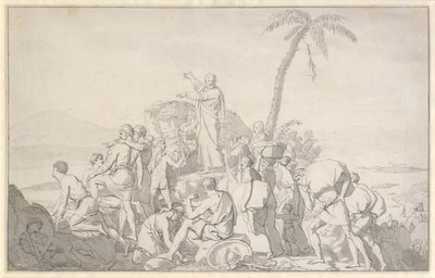 モーセは水を分け、ファラオの軍隊は飲み込まれる 作： Christoffer Wilhelm Eckersberg