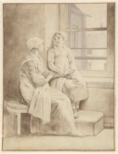 母と娘。 パリのエッカースバーグのホステス 作： Christoffer Wilhelm Eckersberg