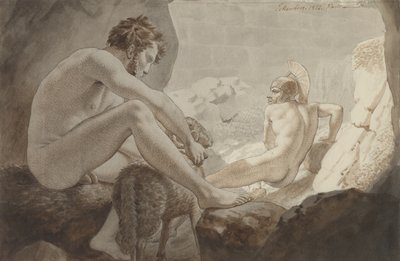 オデュッセウスはポリュフェモスから逃げる 作： Christoffer Wilhelm Eckersberg