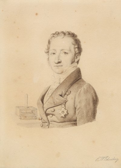 ノルウェーの物理学者クリストファー・ハンスティーンの肖像。 バスト画像 en face t.v. 作： Christoffer Wilhelm Eckersberg