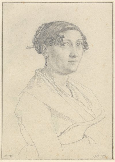 片方の顔が右を向いているローマの女性の肖像画。 作： Christoffer Wilhelm Eckersberg