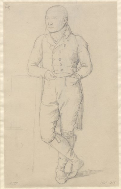 立っている男性の肖像画、足を組んでソファにもたれかかる 作： Christoffer Wilhelm Eckersberg
