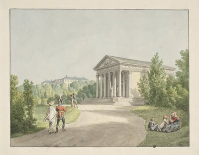 城とアピス神殿のそばのフレデリクスベア庭園からの展望 作： Christoffer Wilhelm Eckersberg