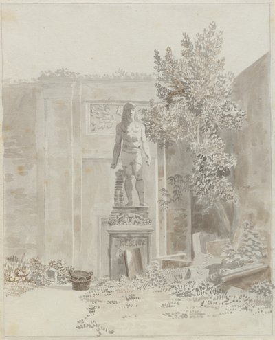 おそらくバルベリーニ宮殿の庭にある、エジプト風の古代ローマの像 作： Christoffer Wilhelm Eckersberg