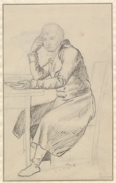 テーブルに着席している男性 作： Christoffer Wilhelm Eckersberg