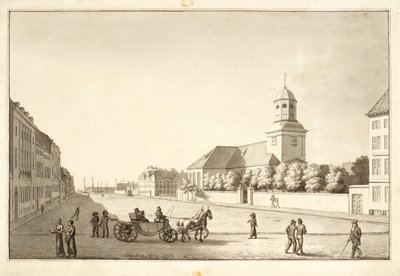 ギャリソン教会のあるサンクト・アンナ広場の眺め 作： Christoffer Wilhelm Eckersberg