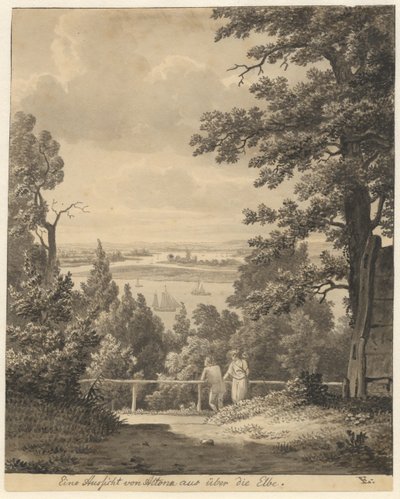 エルベ川を見下ろすアルトナからの眺め 作： Christoffer Wilhelm Eckersberg